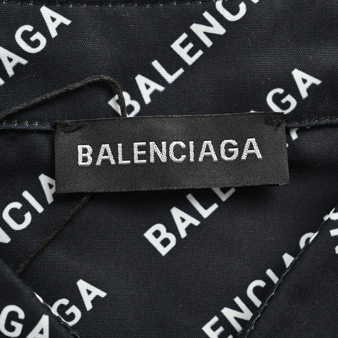 Balenciaga All - Over Logo Print Shirt (Black) - Prime Reps