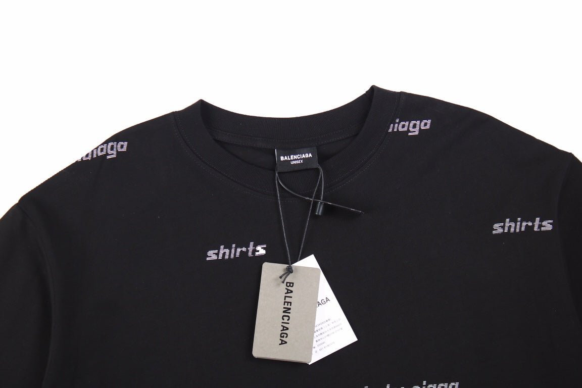 Balenciaga Allover Logo Print T-Shirt - Prime Reps