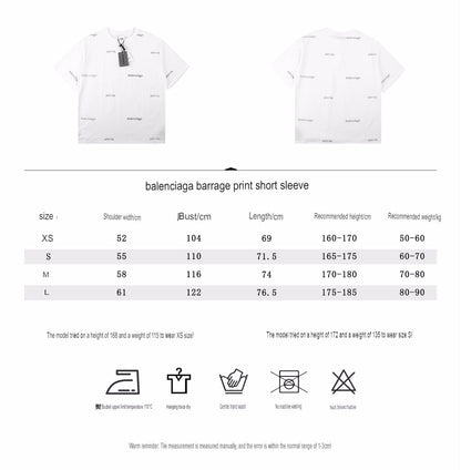 Balenciaga Allover Logo Print T-Shirt - White - Prime Reps