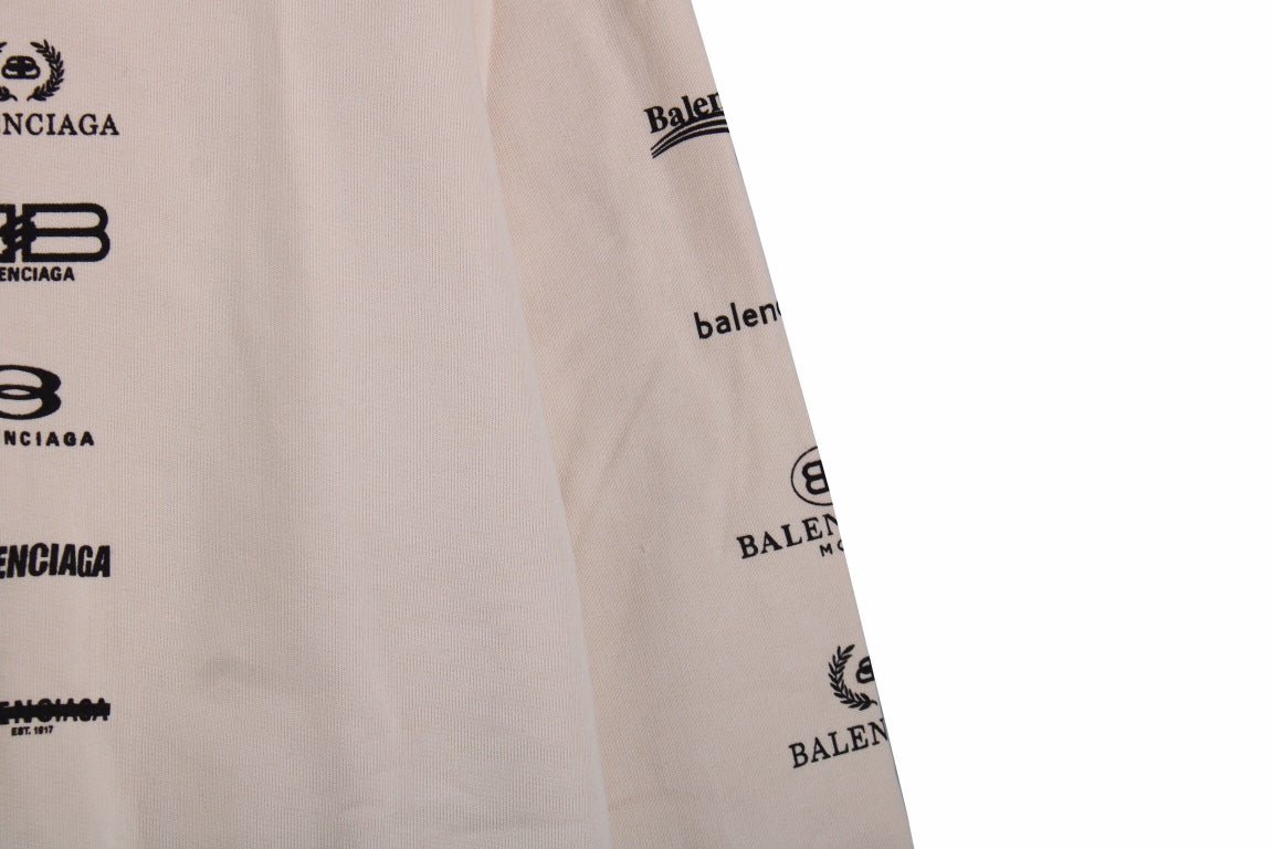 Balenciaga Beige Multilogo Hoodie - Prime Reps