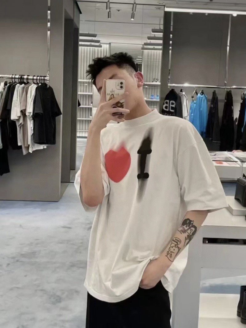 Balenciaga Beige T-Shirt with Abstract Graphic - Prime Reps