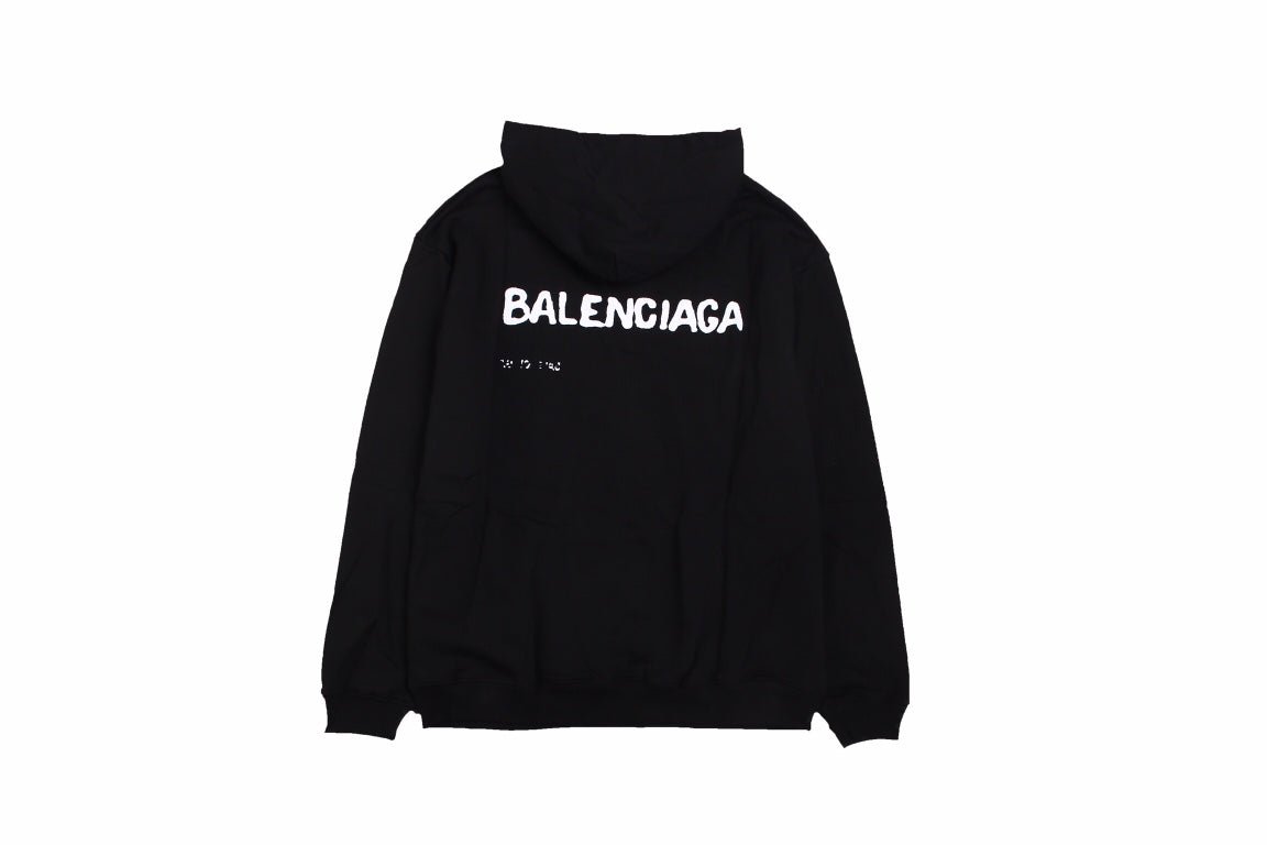 Balenciaga Black Distorted Logo Hoodie - Prime Reps