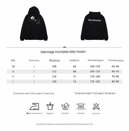 Balenciaga Black Distorted Logo Hoodie - Prime Reps