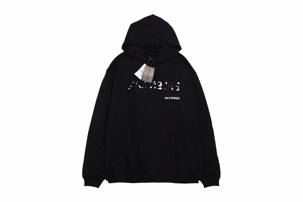 Balenciaga Black Distorted Logo Hoodie - Prime Reps