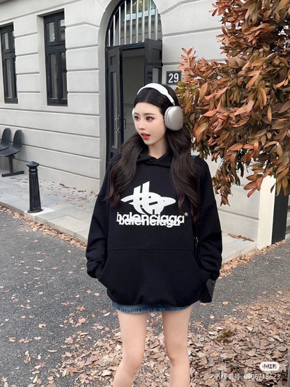 Balenciaga Black Graphic Hoodie - Prime Reps