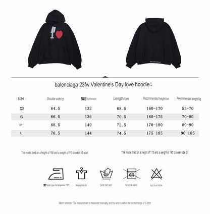 Balenciaga Black Hoodie with "I Love" Graphic - Prime Reps