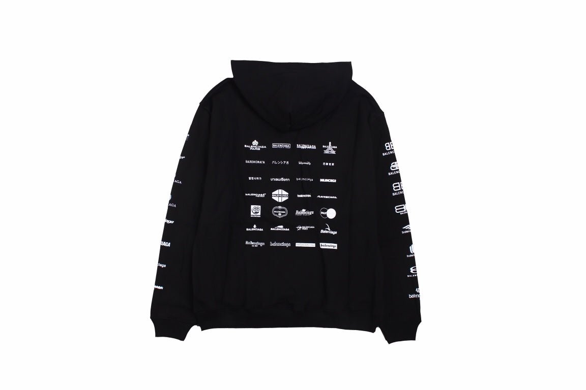 Balenciaga Black Multilogo Hoodie - Prime Reps