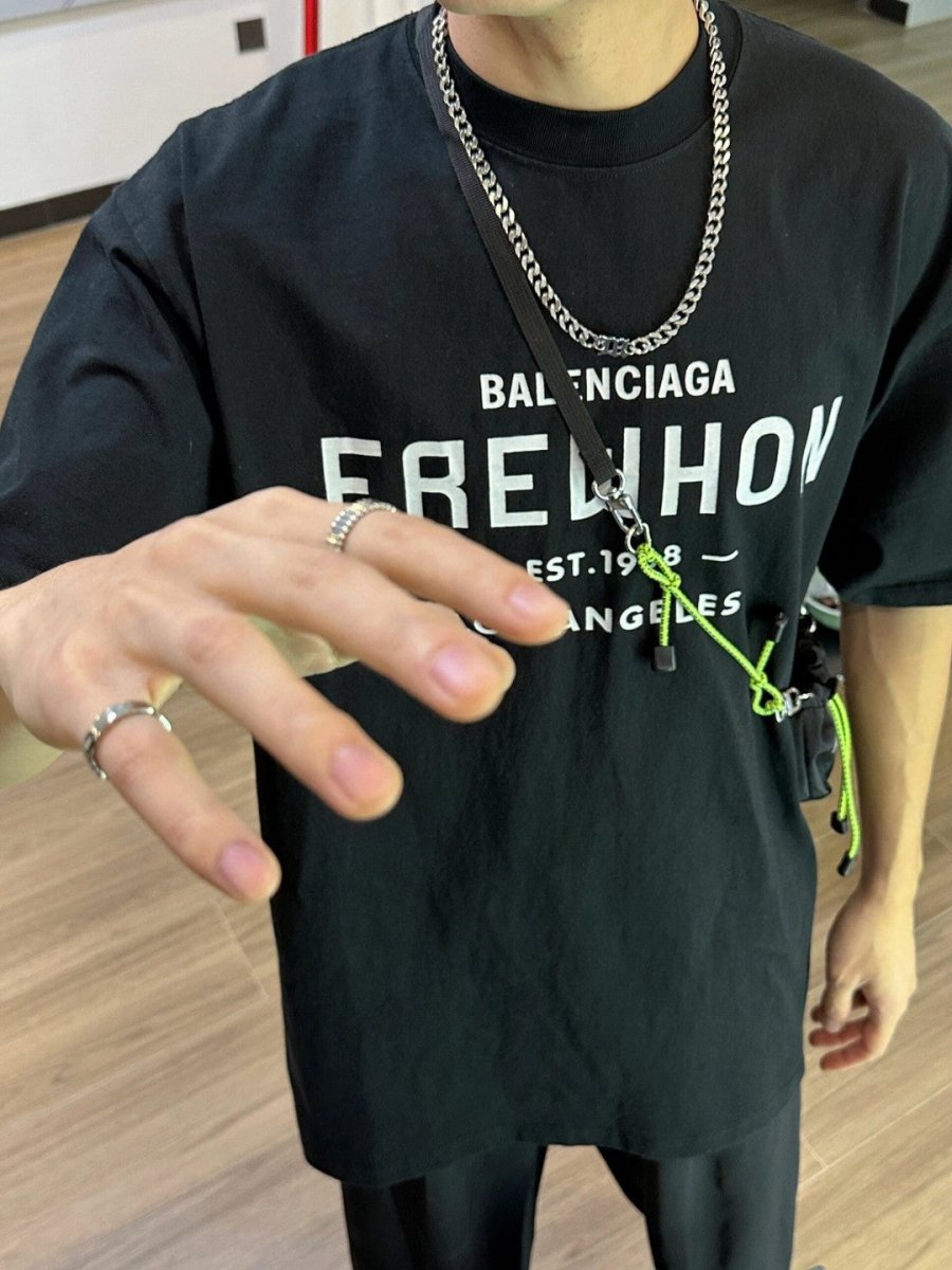 Balenciaga Black T-Shirt with EREWHON Graphic - Prime Reps