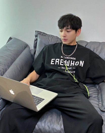 Balenciaga Black T-Shirt with EREWHON Graphic - Prime Reps