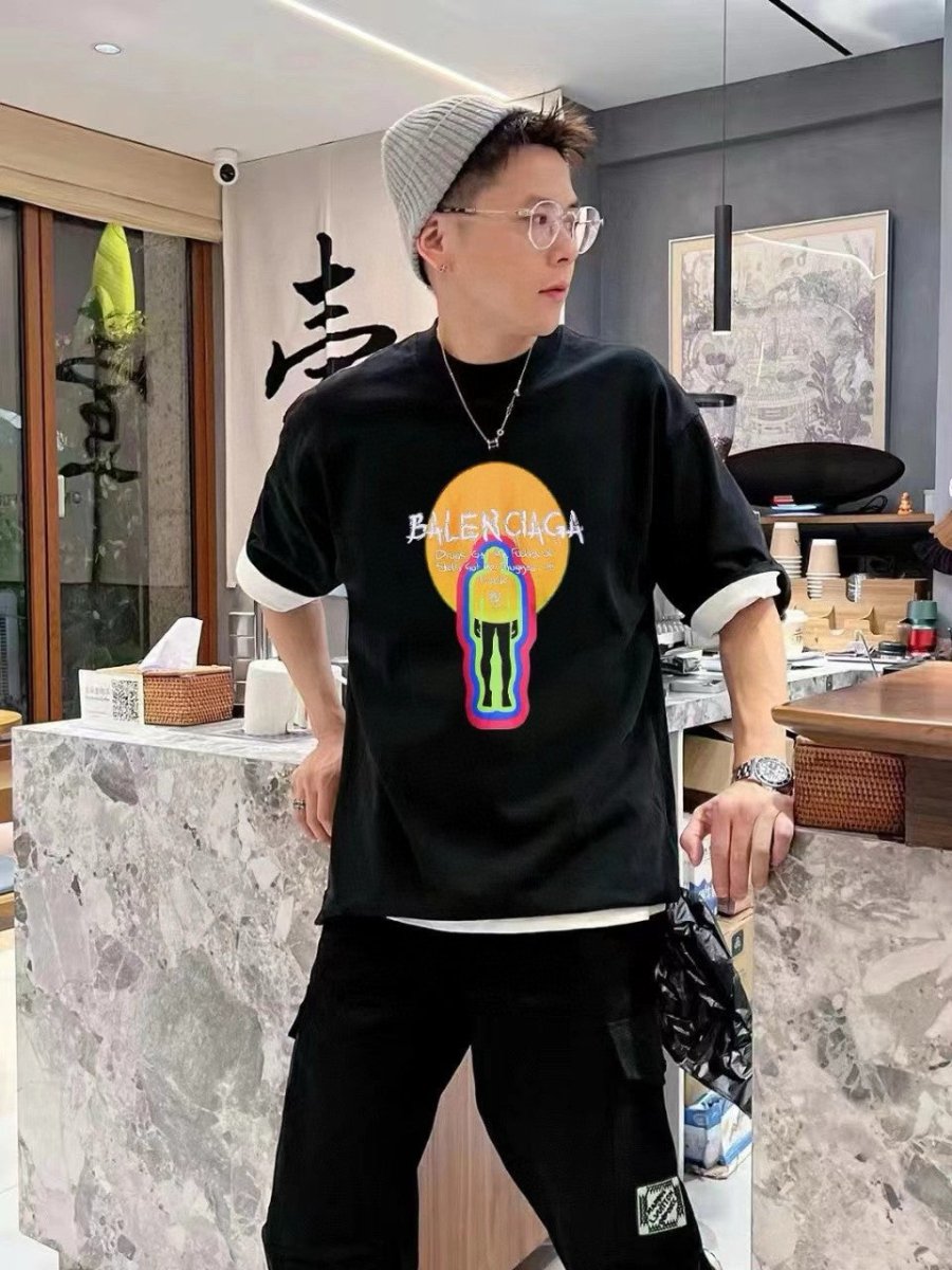 Balenciaga Black T-Shirt with Graphic Design - Prime Reps