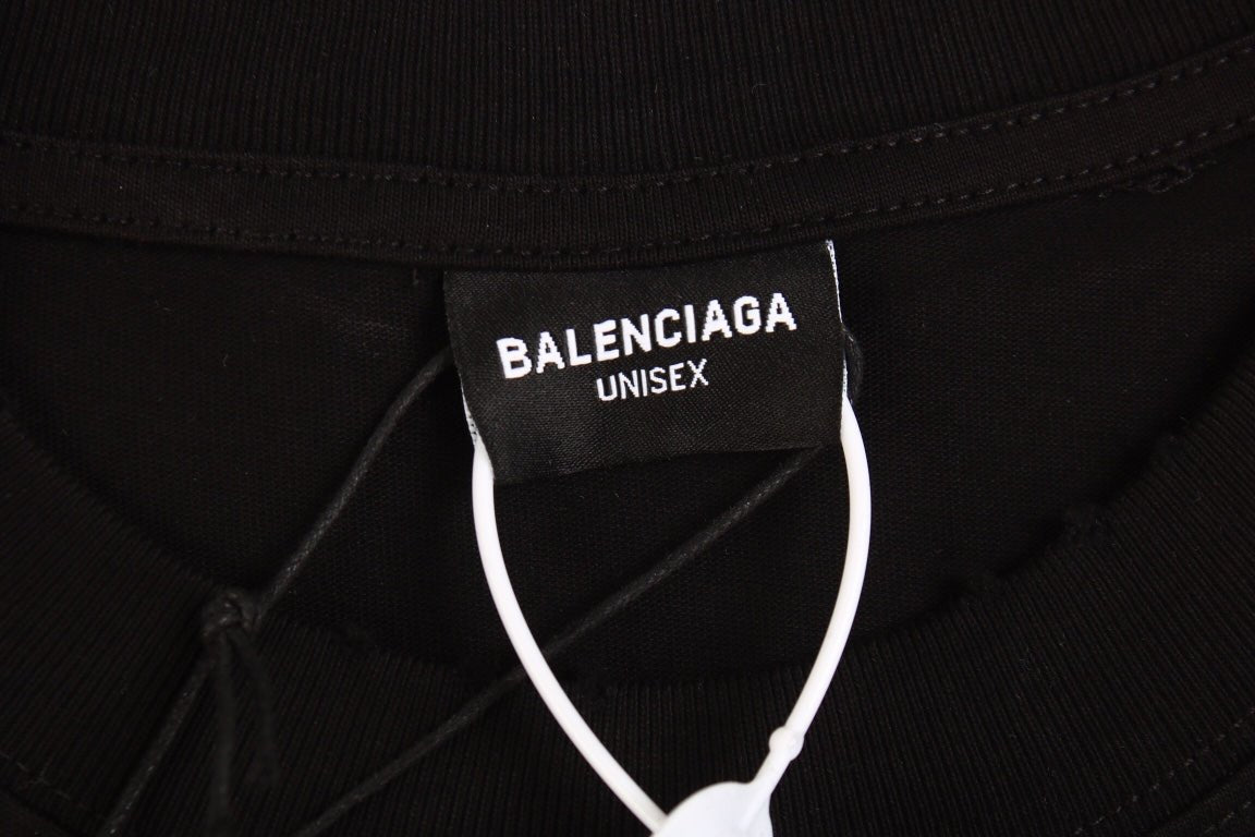 Balenciaga Black T-shirt with Metallic Print Design - Prime Reps