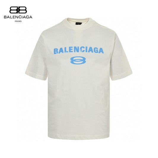 Balenciaga Blue Logo T-Shirt (White) - Prime Reps