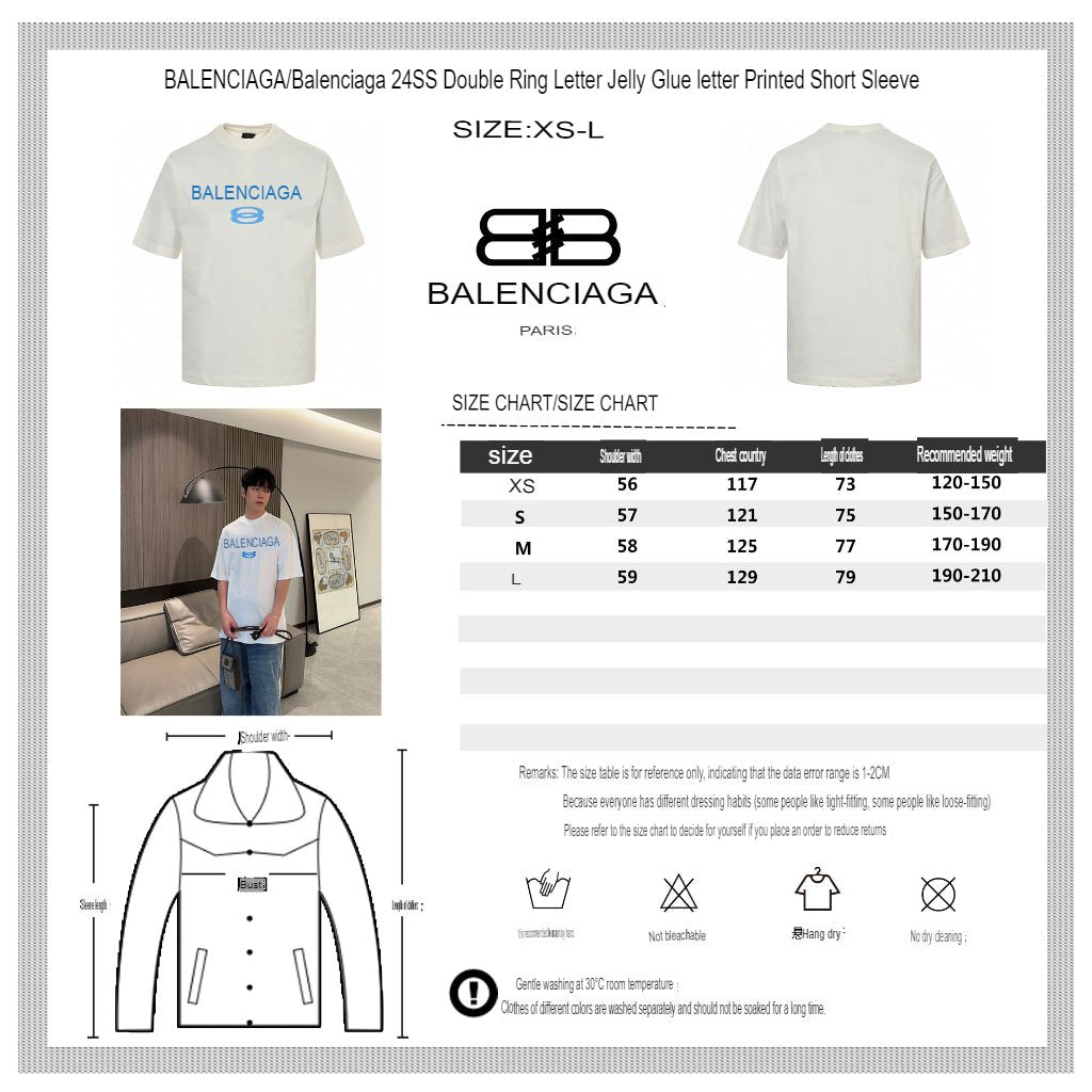 Balenciaga Blue Logo T-Shirt (White) - Prime Reps