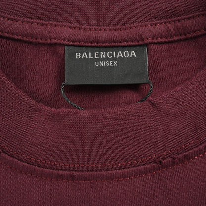 Balenciaga Burgundy Logo T-Shirt - Prime Reps