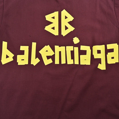 Balenciaga Burgundy Logo T-Shirt - Prime Reps