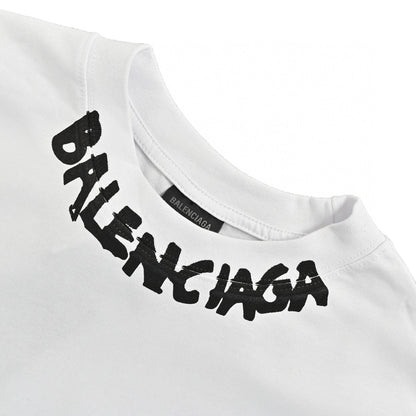 Balenciaga Distorted Logo T-Shirt (White) - Prime Reps