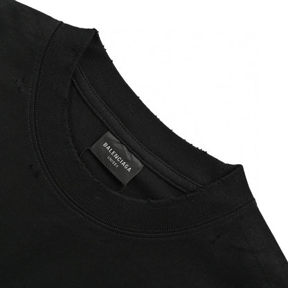 Balenciaga Distressed Logo T-Shirt in Black - Prime Reps