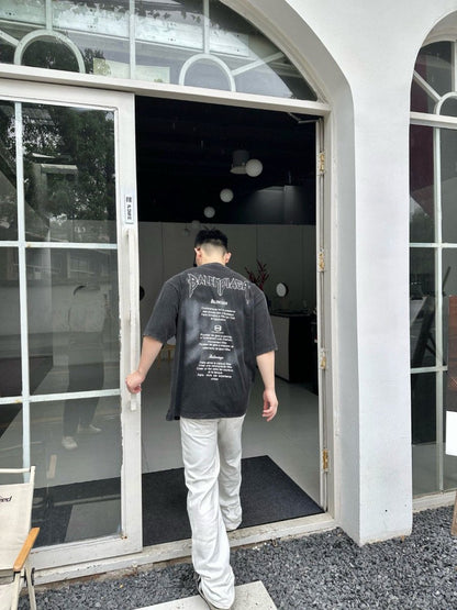 Balenciaga Distressed Logo T-Shirt in Black - Prime Reps