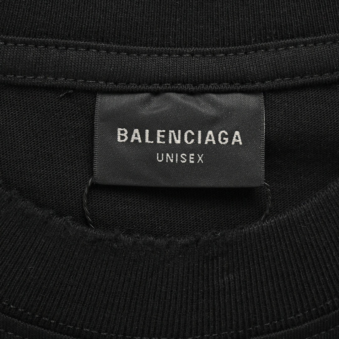 Balenciaga Distressed Logo T-Shirt in Black - Prime Reps