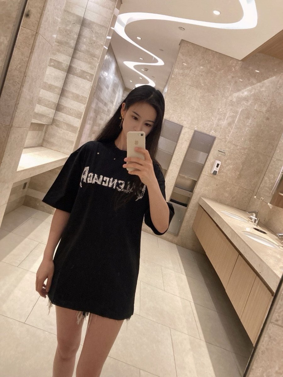 Balenciaga Distressed Logo T-Shirt in Black - Prime Reps