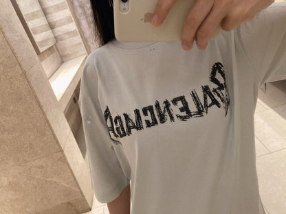 Balenciaga Distressed Logo T-Shirt in White - Prime Reps