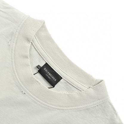 Balenciaga Distressed Logo T-Shirt in White - Prime Reps