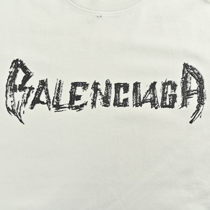 Balenciaga Distressed Logo T-Shirt in White - Prime Reps