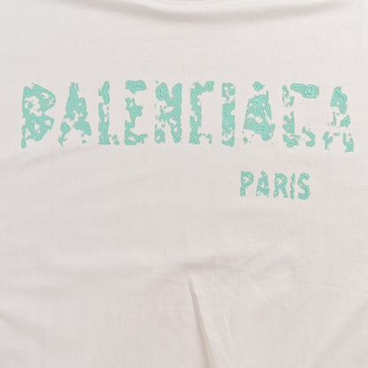 Balenciaga Distressed Logo T-Shirt in White - Prime Reps