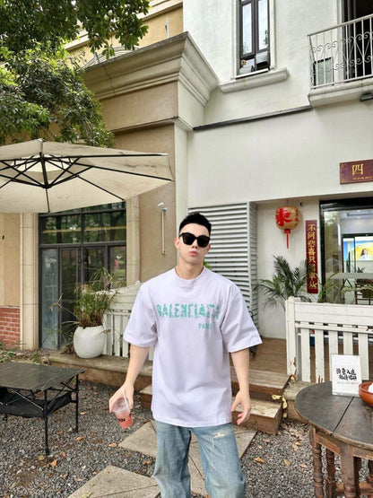 Balenciaga Distressed Logo T-Shirt in White - Prime Reps