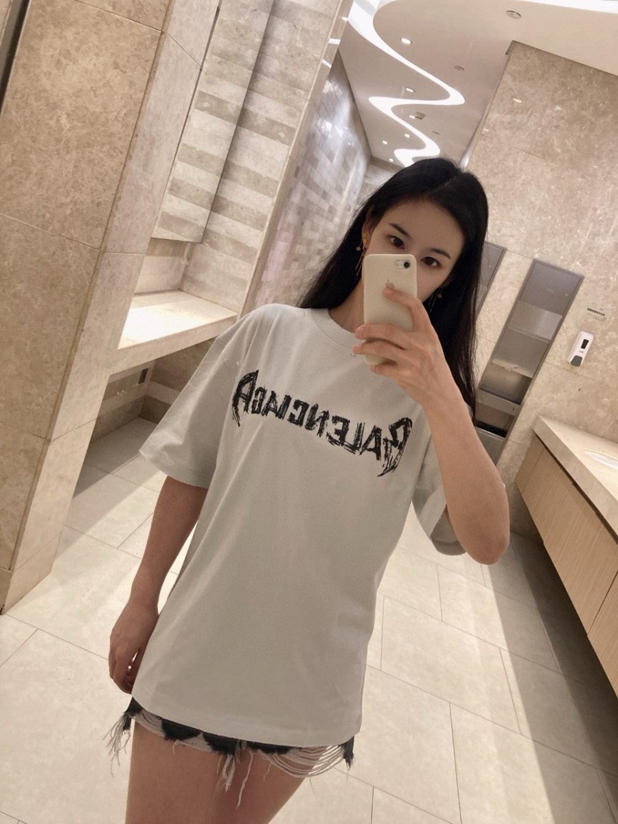 Balenciaga Distressed Logo T-Shirt in White - Prime Reps