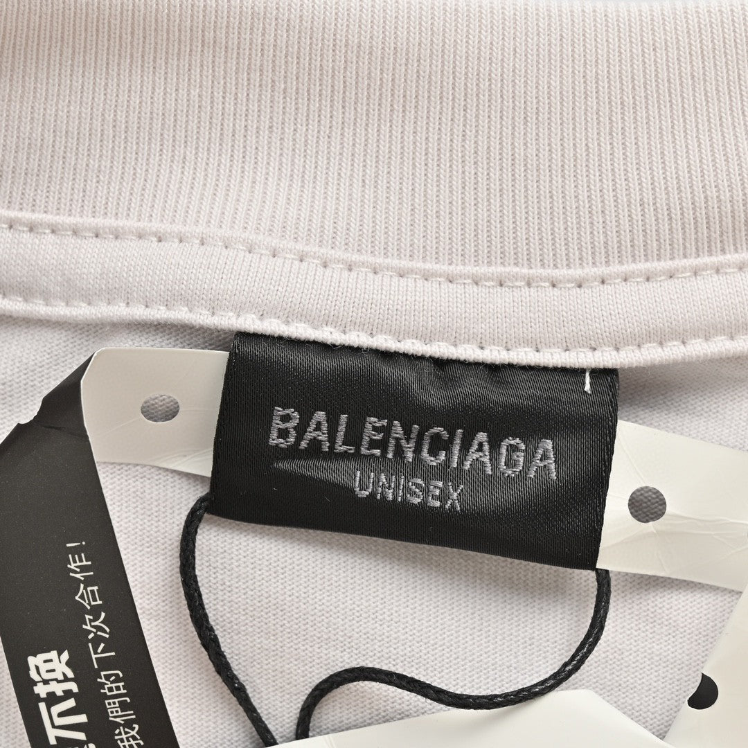 Balenciaga Distressed Logo T-Shirt in White - Prime Reps