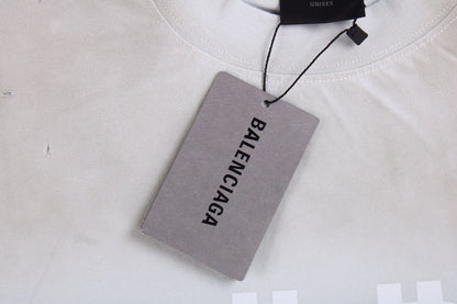 Balenciaga Distressed Logo T-Shirt (White/Grey) - Prime Reps