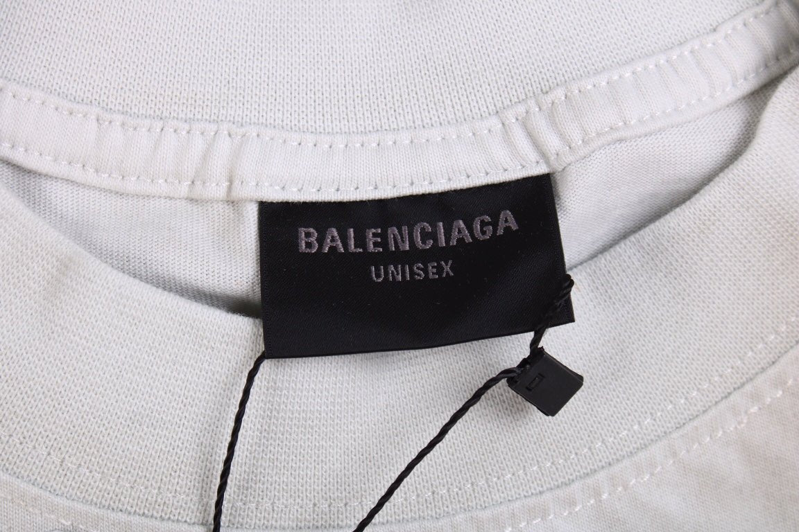 Balenciaga Distressed Logo T-Shirt (White/Grey) - Prime Reps