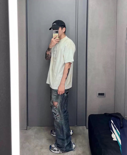 Balenciaga Distressed Logo T-Shirt (White/Grey) - Prime Reps