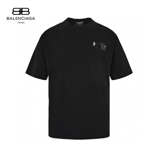 Balenciaga Embroidered Patch Logo T-Shirt (Black) - Prime Reps