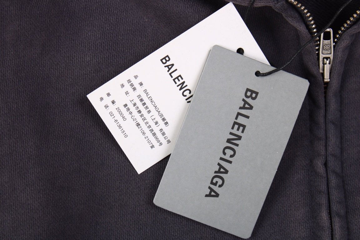 Balenciaga Gray Zip - Up Hoodie - Prime Reps