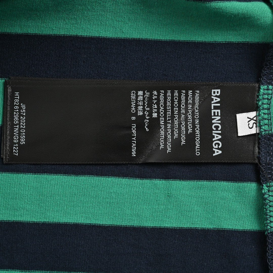 Balenciaga Green and Black Striped T-Shirt - Prime Reps