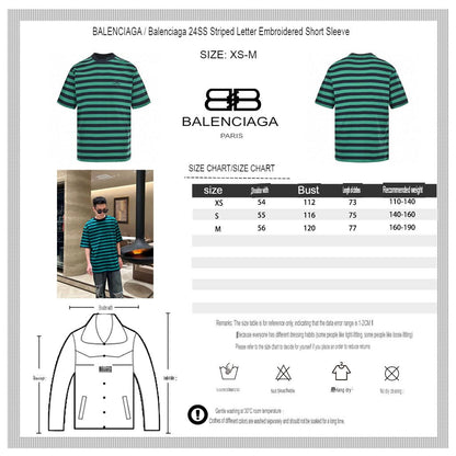 Balenciaga Green and Black Striped T-Shirt - Prime Reps