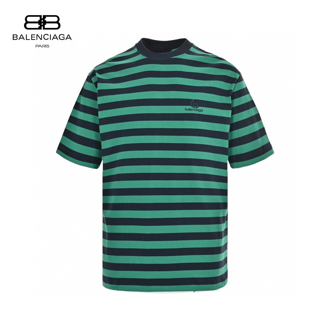 Balenciaga Green and Black Striped T-Shirt - Prime Reps