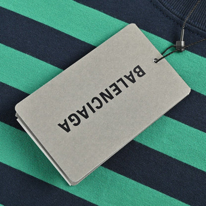 Balenciaga Green and Black Striped T-Shirt - Prime Reps