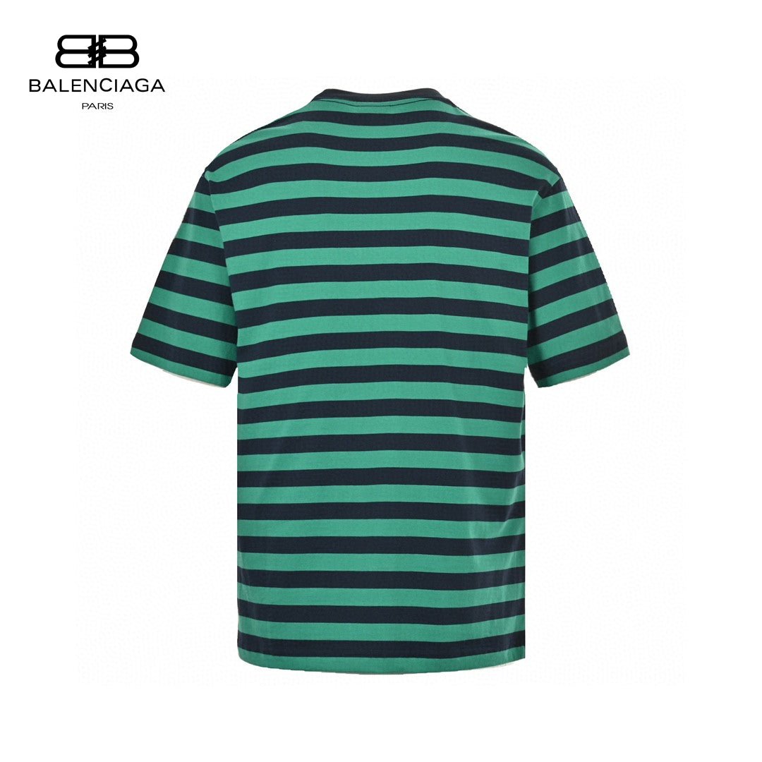 Balenciaga Green and Black Striped T-Shirt - Prime Reps