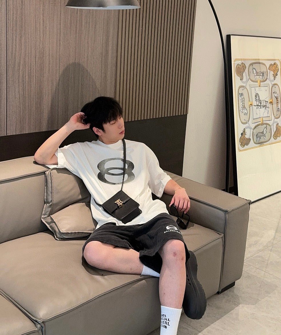 Balenciaga Grey Logo T-Shirt (White) - Prime Reps