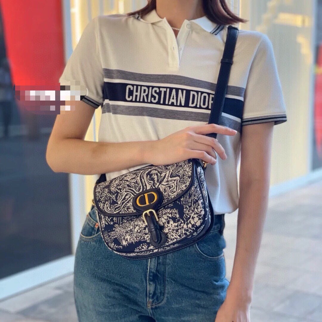 Christian Dior "Striped Logo" Polo Shirt