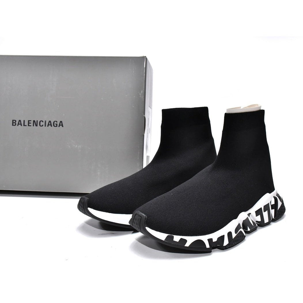 BALENCIAGA SPEED GRAFFITI TRAINERS x BLACK WHITE - Prime Reps