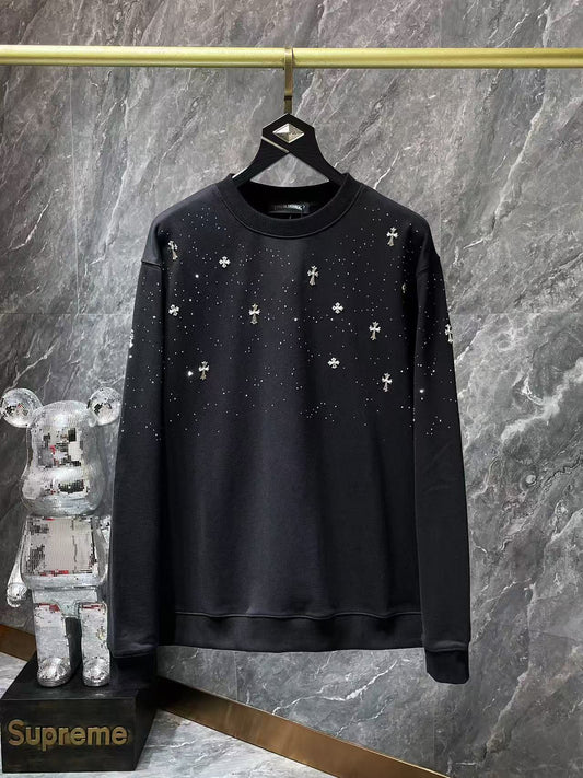 CHROME HEARTS STARRY RHINESTONE SWEATSHIRT WASHED BLACK