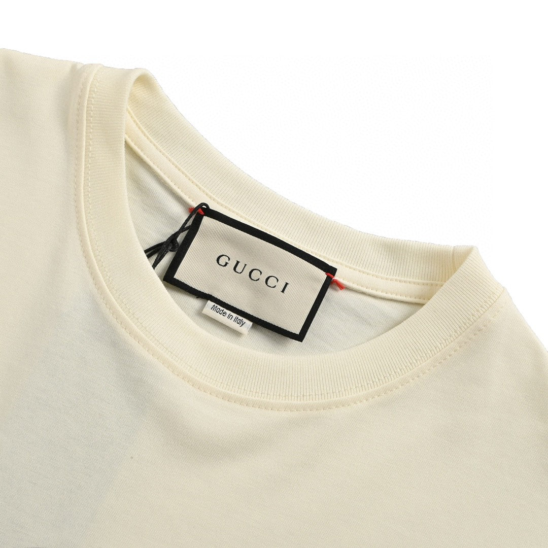 Gucci Cream T-Shirt with Heart Graphic