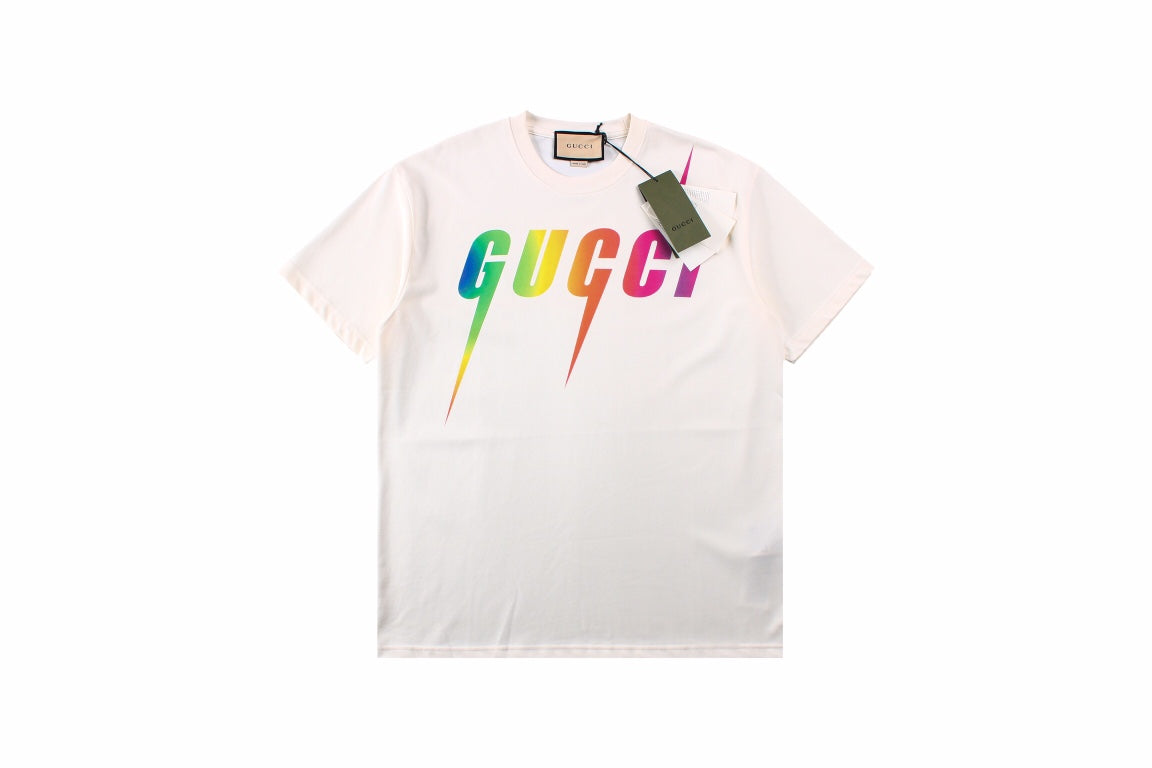 G*u*i rainbow lightning t-shirt (white)