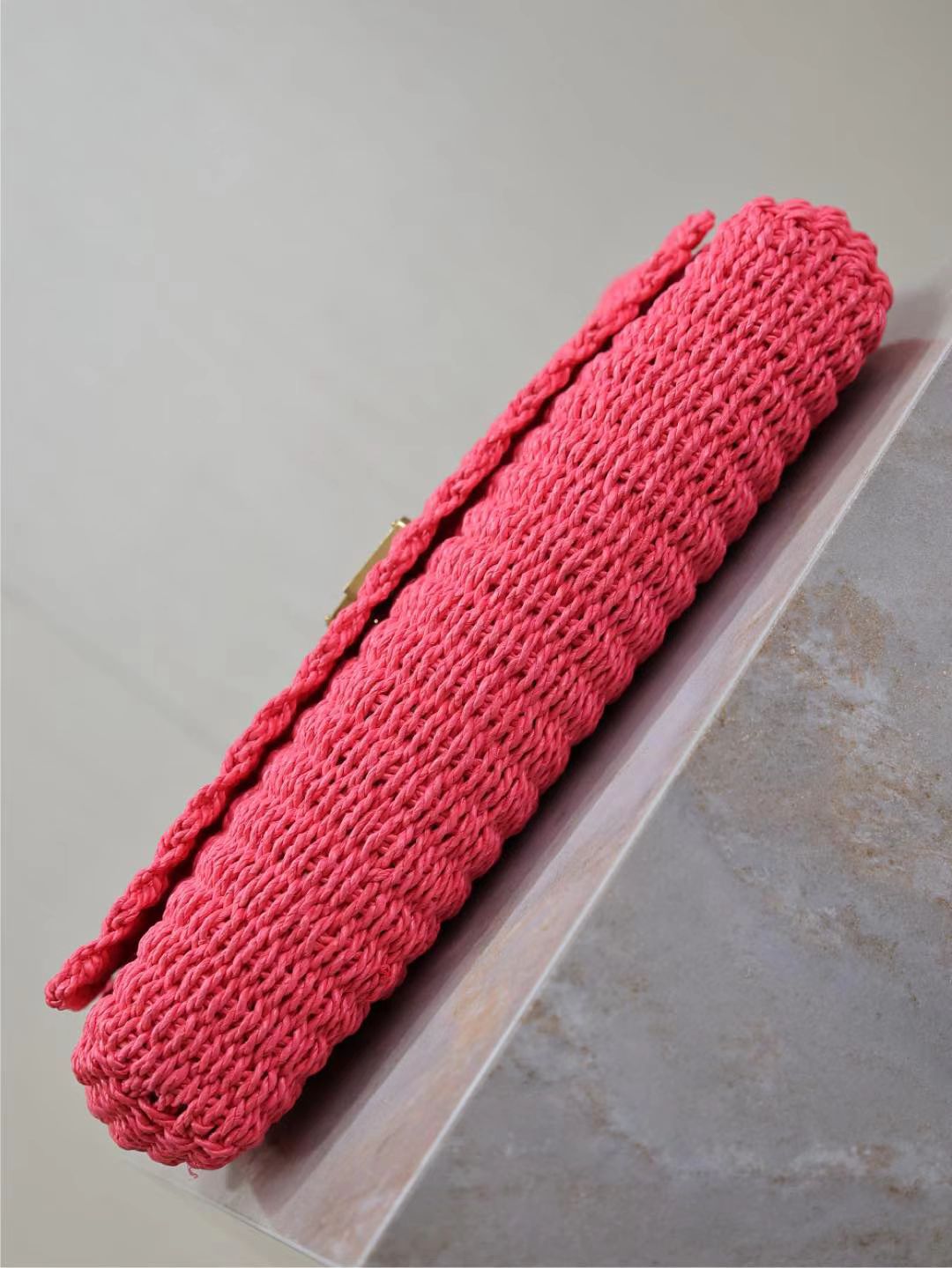 Saint Laurent pink raffia chain bag