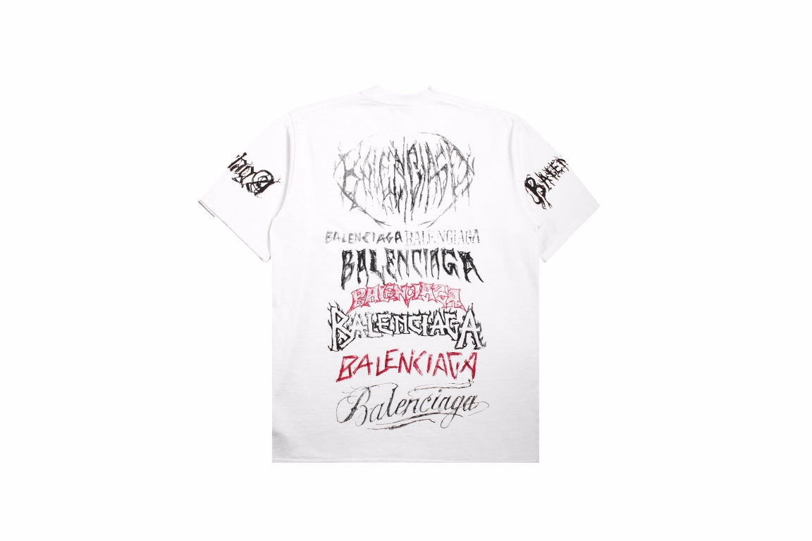 Ba*len*cia*ga multi-logo t-shirt (white)