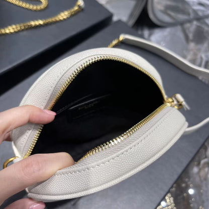 Saint Laurent White Small Round Bag